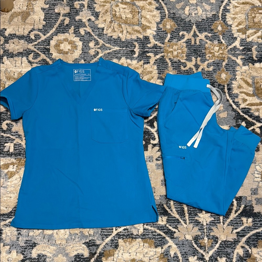FIGS Extreme Blue Catarina & Zamora jogger Scrub Set XS/XSP